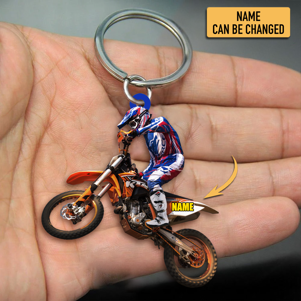 Personalized Motorbike Racing Flat Acrylic Keychain