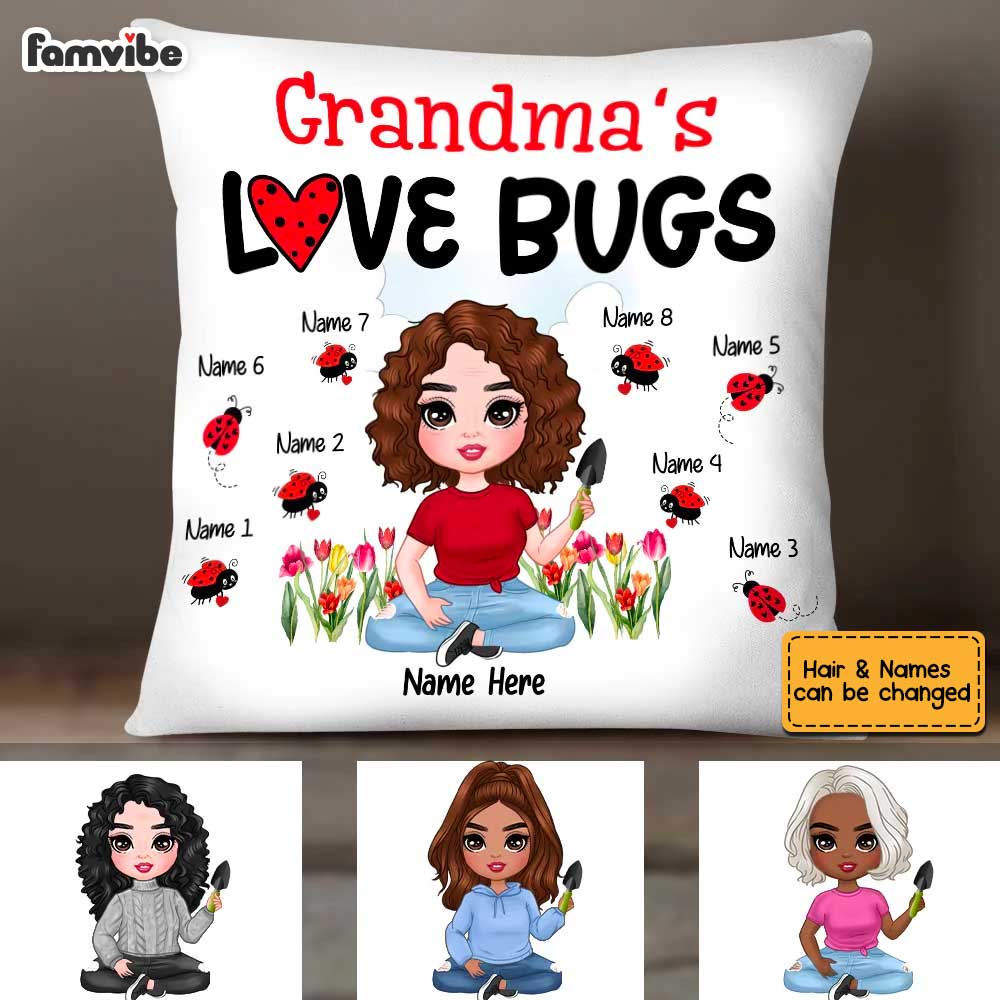 Personalized Mom Grandma Love Bugs Pillowcase