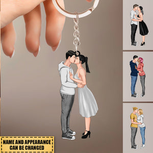 Valentine Sweet Couple Kissing, From Our First Kiss Till Our Last Breath Personalized Keychain