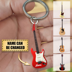 Personalized Guitars Flat Acrylic Keychain