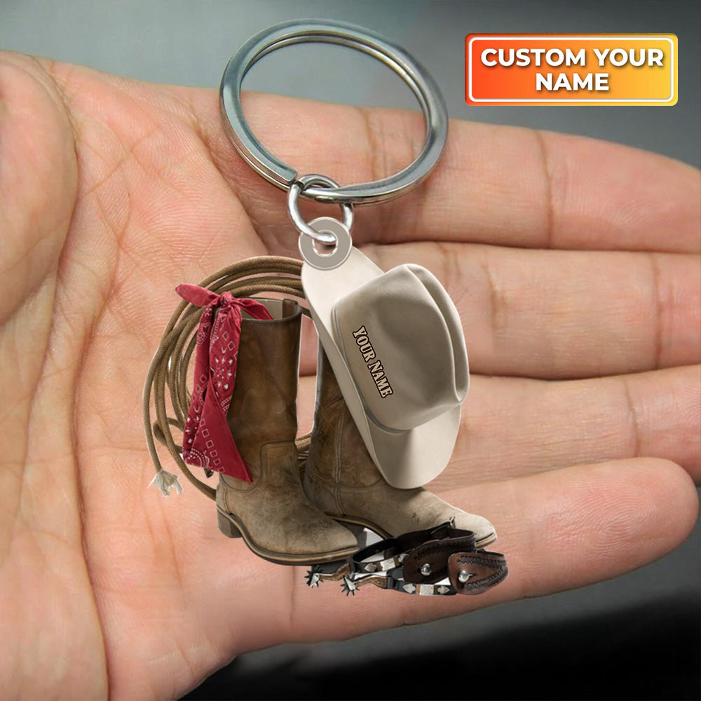 Personalized Cowboy Hats And Boots Two-Sides Shaped Acrylic Keychain