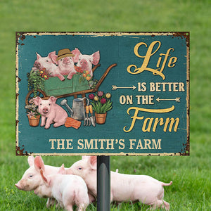 Farmhouse Green Life Is Better On The Farm Custom Classic Metal Signs