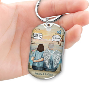 Still Talk About You Widow Middle Aged Couple - Memorial Gift - Personalized Custom Stainless Steel Keychain
