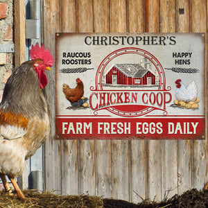 Personalized Chicken Coop Farm Fresh Eggs Customized Classic Metal Signs