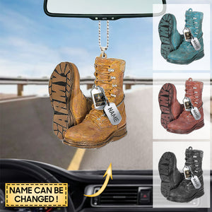 Personalized Ornament Military Boots With Dog Tags