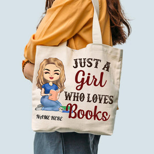 Just A Girl Who Loves Books  - Personalized Tote Bag Style 2- Birthday Gift For Her, Girl, Woman, Book Lovers, Book Worm