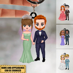 Custom Personalized Wedding Couple Keychain - Gift Idea For Couple/Wife/Wedding Anniversary