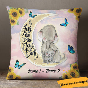 Personalized To The Moon And Back Elephant Mom Pillow