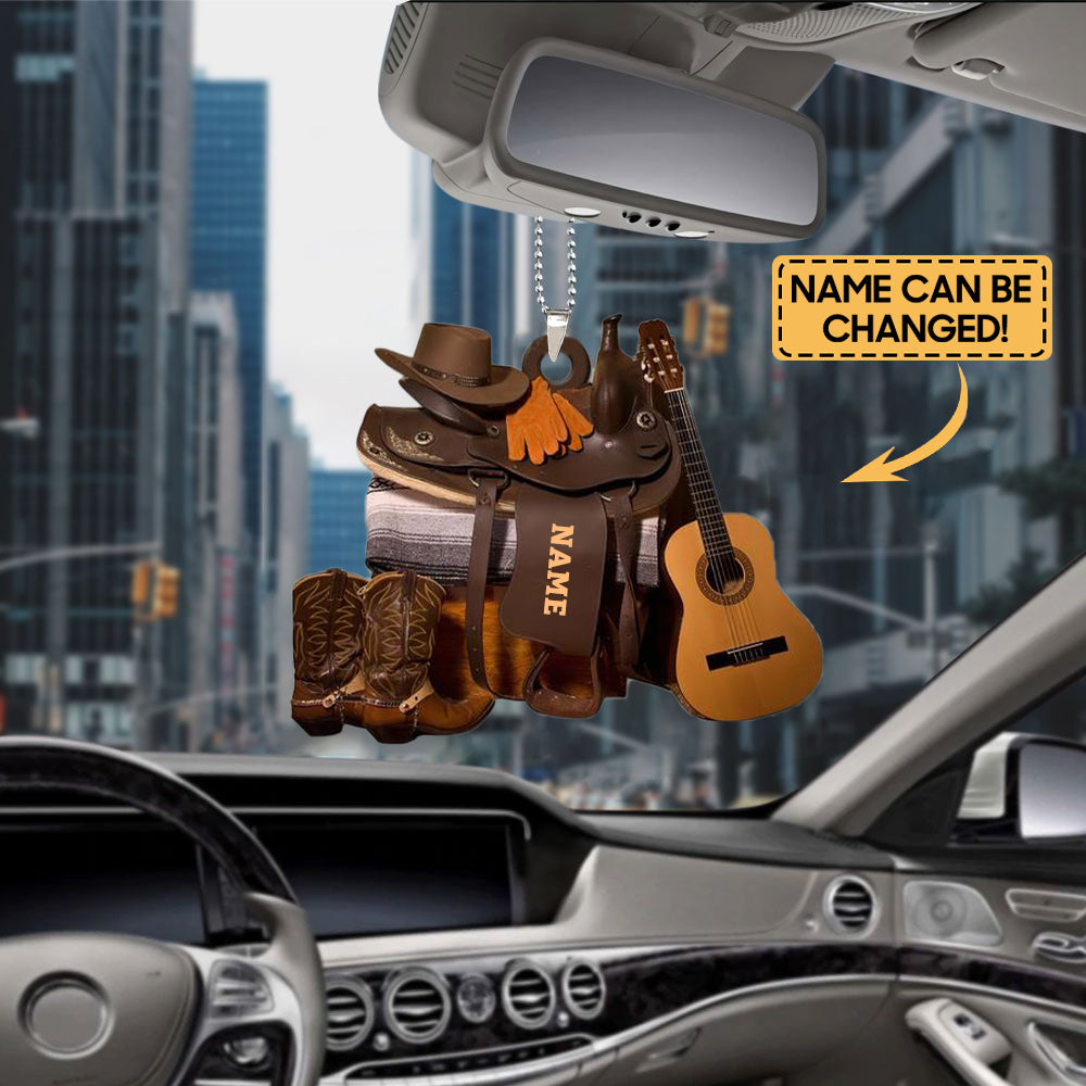 Personalized Cowboy And Guitar Double-Sides Shaped Acrylic Ornament