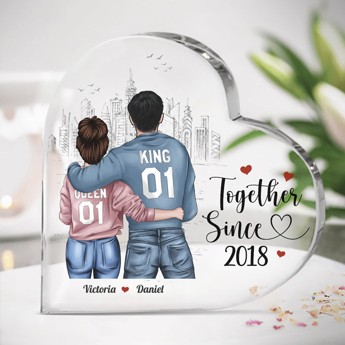 Couple Personalized Custom Heart Shaped Acrylic Plaque - Gift For Husband Wife, Anniversary