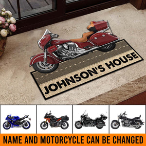 Motorcycle On The Way Personalized Custom Shaped Doormat