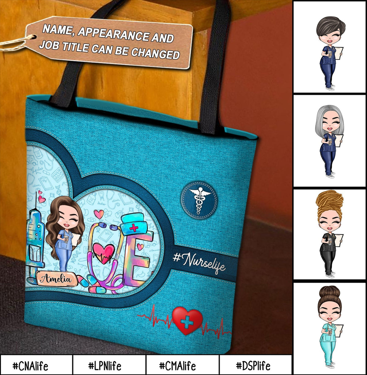 Nurse Personalized All Over Tote Bag