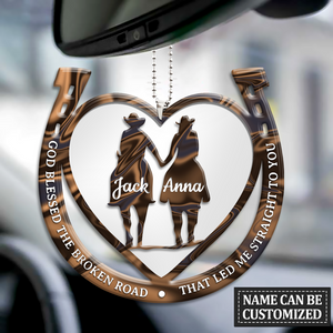 Western Horseshoe Couple God Blessed Personalized Ornament & Keychain