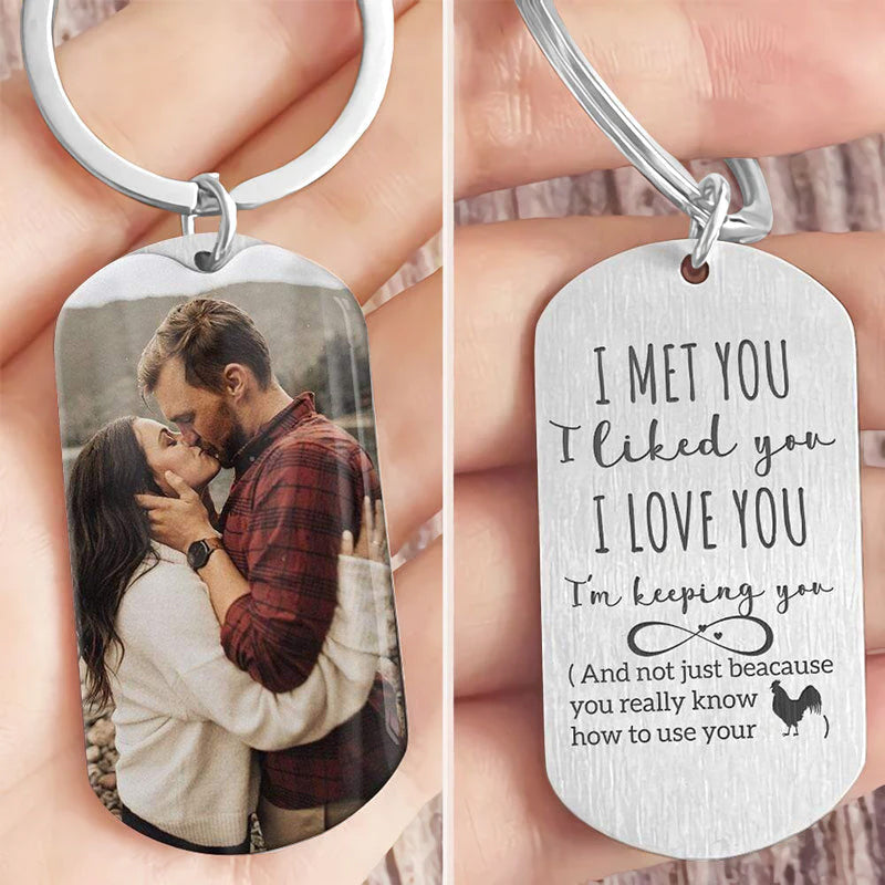 I Met You I Liked You I Love You Couple Metal Keychain, Personalized Couples Keychain, Perfect Couple Keyring, Valentine's Day Gift