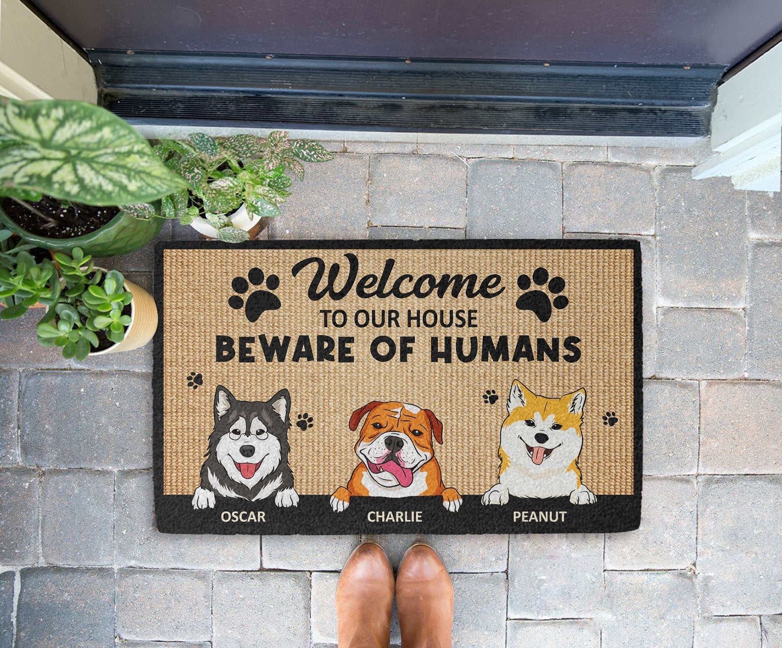 Beware Of Humans - Personalized Custom Doormat