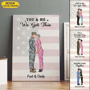 It's A Beautiful Day To Save Lives - Personalized Poster, Couple Portrait, Firefighter, EMS, Nurse, Police Officer, Military