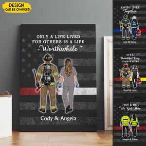 Save Lives Couple Friends - Personalized Poster Firefighter, EMS, Police Officer, Military, Nurse