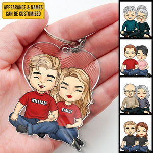 I'm Thankful To Have You In My Life - Couple Personalized Custom Heart Shaped Acrylic Keychain - Gift For Husband Wife, Anniversary