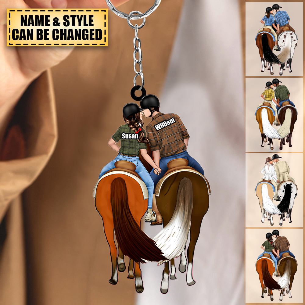Kissing Couple-Personalized Acrylic Keychain For Horse Couples, Horseback Riding Lovers