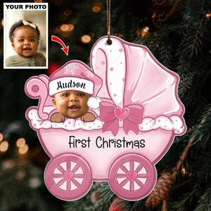Personalized Cute Kid First Christams Photo Ornament