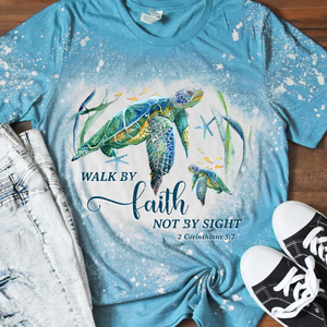 Walk By Faith Turtle Bleached T-Shirt