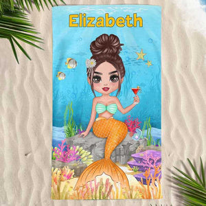 Mermaid Doll Under The Sea Personalized Beach Towel