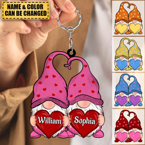 Personalized Doll Couple Colorful Heart Keychain