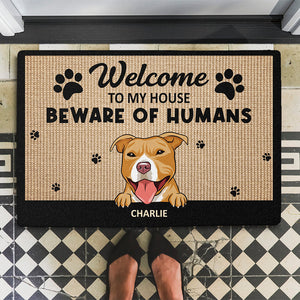 Beware Of Humans - Personalized Custom Doormat