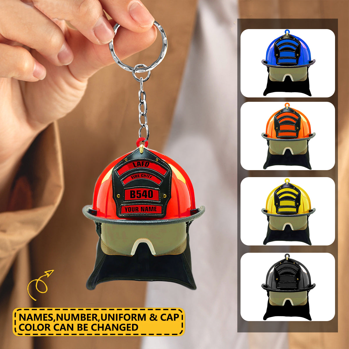 Personalized Firefighter Helmet Keychain-Gift For Firefighter
