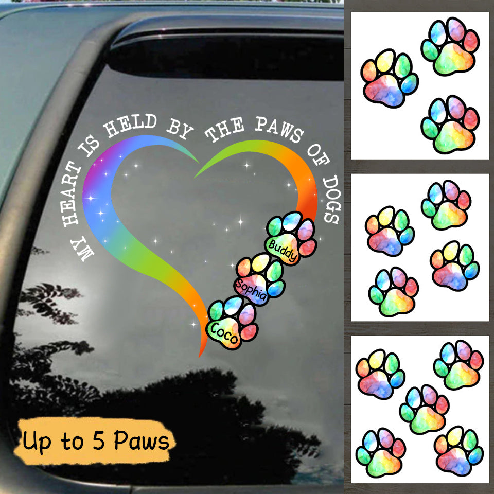 Personalized Dog Heart Held By Decal