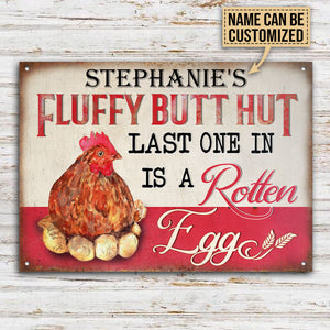 Personalized Chicken Fluffy Butt Hut Pink Customized Classic Metal Signs