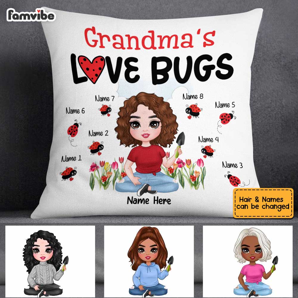 Personalized Mom Grandma Love Bugs Pillowcase