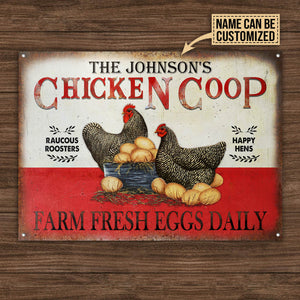 Personalized Chicken Fresh Eggs Daily Plymouth Rock Customized Classic Metal Signs