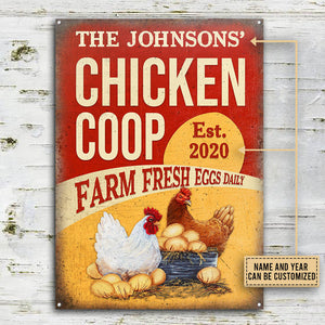Personalized Chicken Coop Fresh Eggs Customized Classic Metal Signs