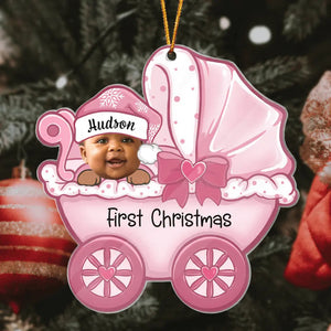 Personalized Cute Kid First Christams Photo Ornament