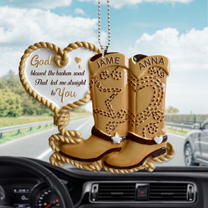 Cowboy Boots Couple God Blessed Personalized Ornament