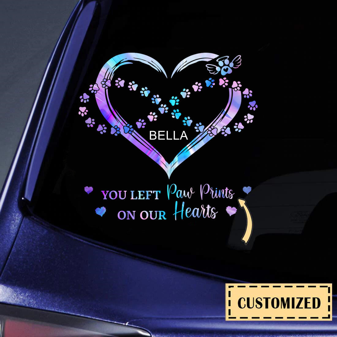 You Left Paw Prints On Our Hearts Personalized Decal