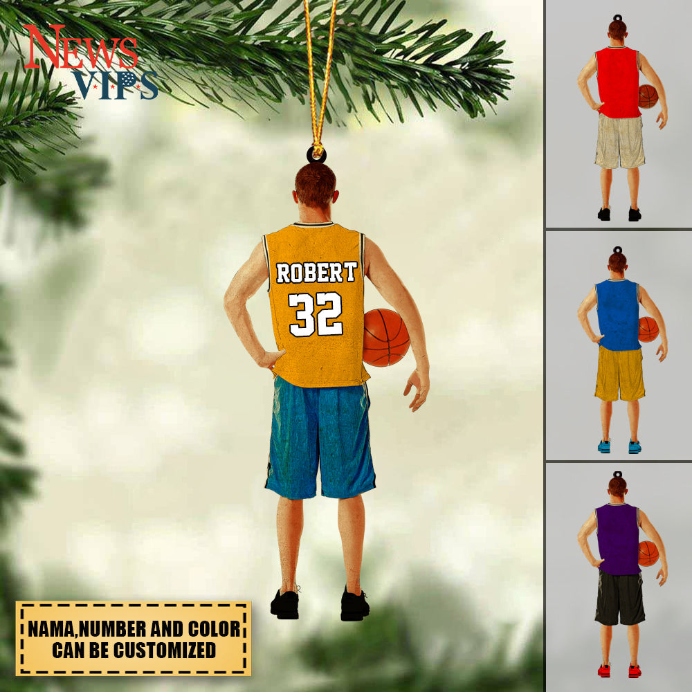 Personalized Basketball Player Acrylic Christmas Ornament For Basketball Lover