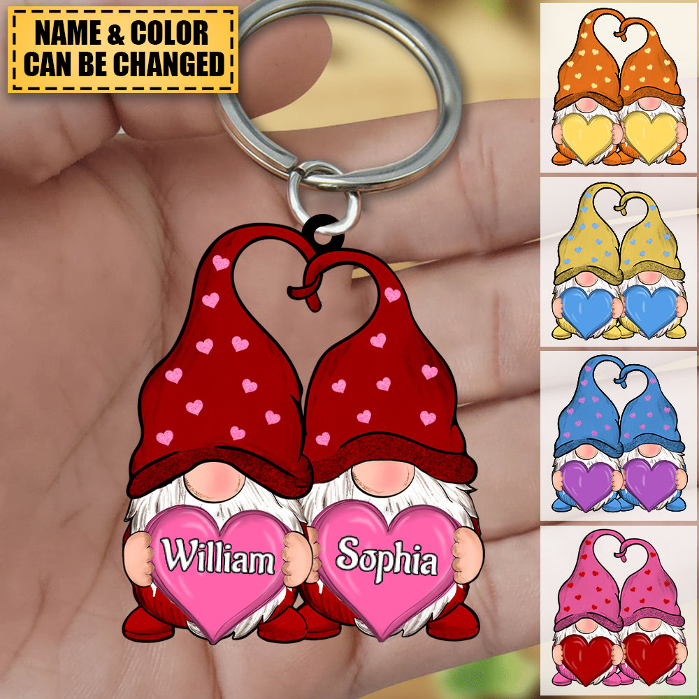 Personalized Doll Couple Colorful Heart Keychain