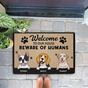 Beware Of Humans - Personalized Custom Doormat