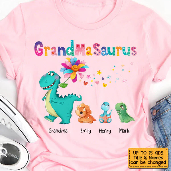 Personalized Grandmasaurus Colorful  Flower T Shirt