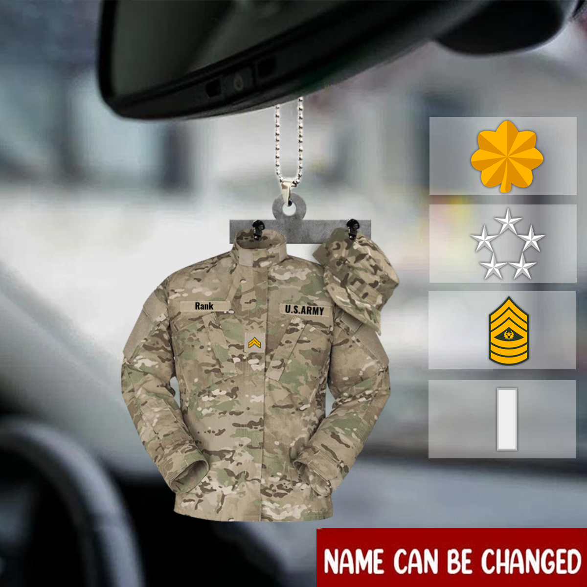 US Military Name And Rank Personalized Flat Acrylic Ornament