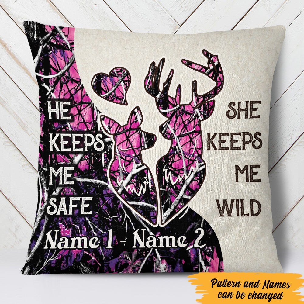 Personalized Deer Hunting Valentine Couple Pillow  JR91 81O47 (Insert Included)