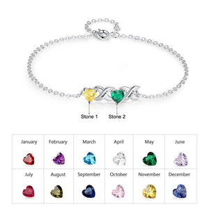 Family Custom Bracelet Heart Personalized with 2+ Birthstones