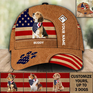 Gift for Father Lovely Dogs With USA Flag - Dog Personalized Classic Cap - Funny Dog Gift For Independence Day