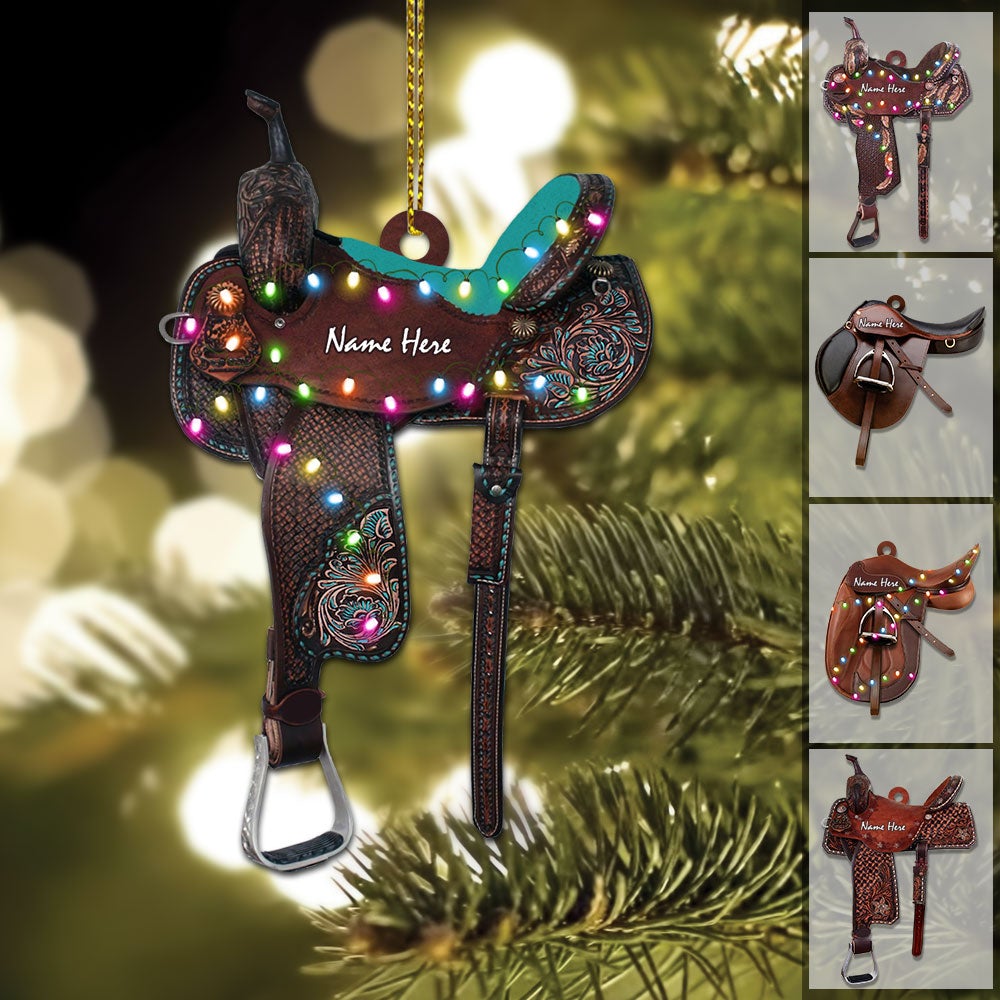 Personalized Horse Saddle For Horse Lovers Riding Horse Christmas Acrylic Ornament