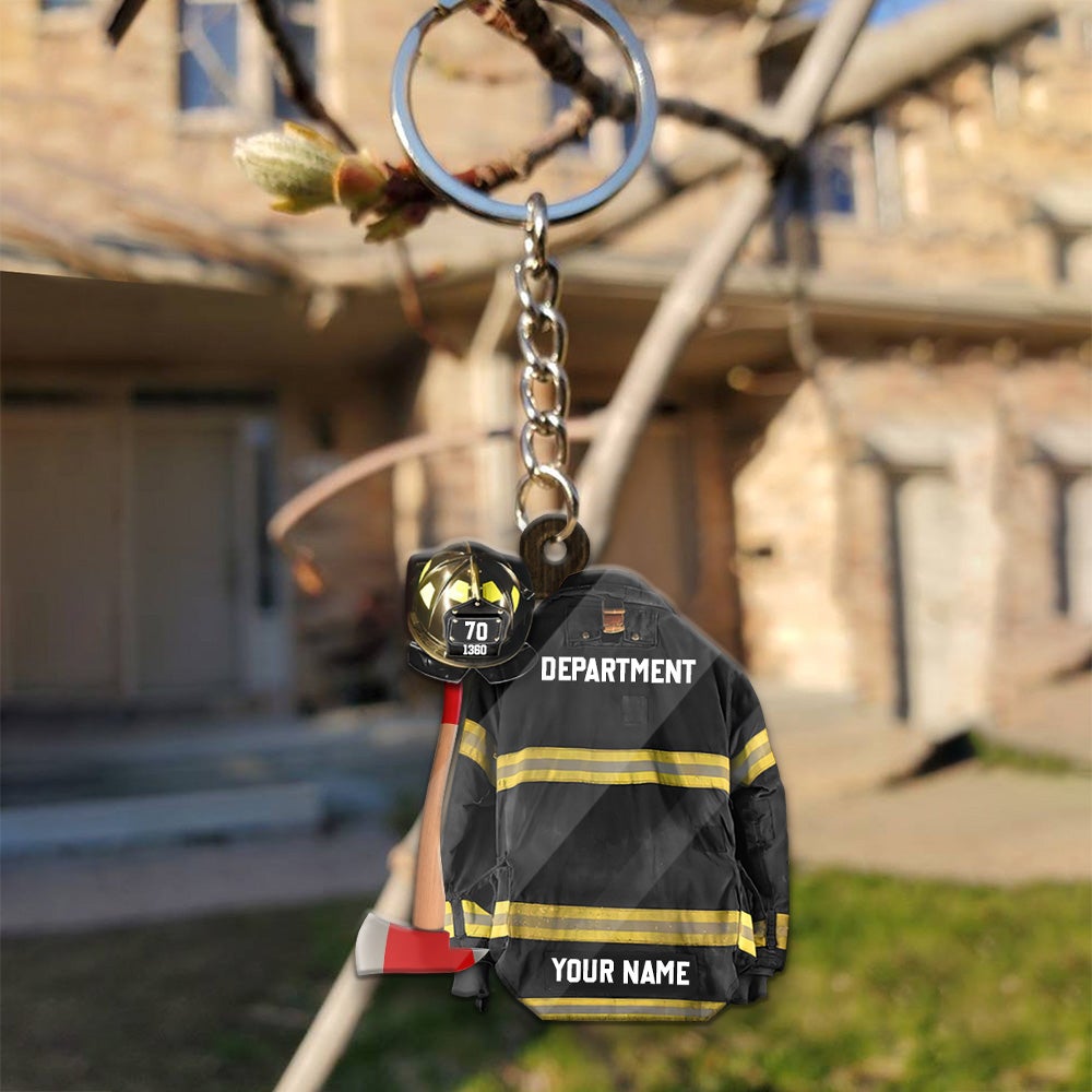 Personalized Firefighter Armor Shaped Acrylic Keychain Clothes And Helmet Firefighter Acrylic Keychain