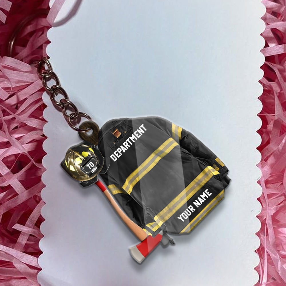 Personalized Firefighter Armor Shaped Acrylic Keychain Clothes And Helmet Firefighter Acrylic Keychain