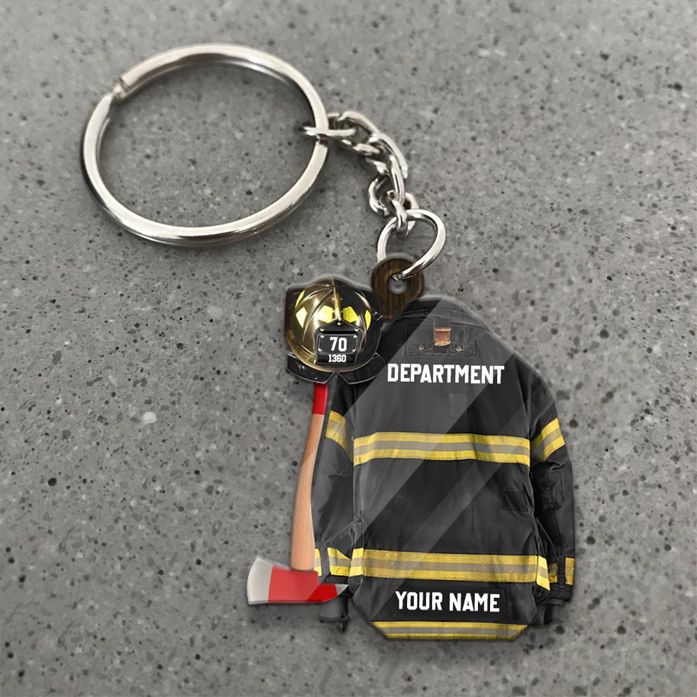 Personalized Firefighter Armor Shaped Acrylic Keychain Clothes And Helmet Firefighter Acrylic Keychain