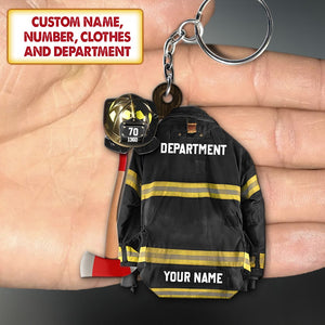 Personalized Firefighter Armor Shaped Acrylic Keychain Clothes And Helmet Firefighter Acrylic Keychain